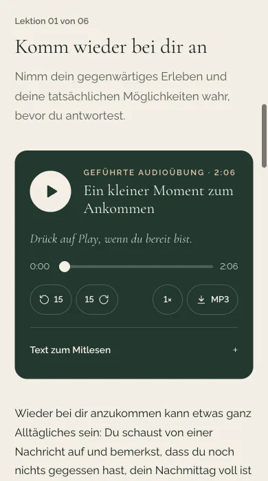 Der Mitgliederbereich auf dem Smartphone: Lektion 1 mit Audioübung